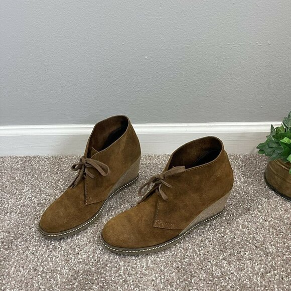J Crew Womens Brown Suede MacAlister Lace Up Wedge Ankle Boots Booties Size 8 - Picture 5 of 11